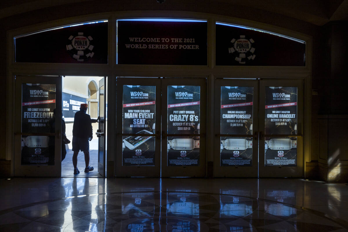 Players arrive for events on the first day of the World Series of Poker at the Rio on Thursday, ...