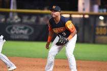 Carlos Perez of the Las Vegas Aviators, shown at Las Vegas Ballpark. Photo by Steve Spatafore/L ...