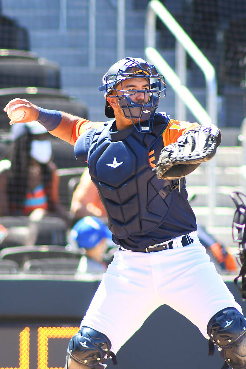 Carlos Perez of the Las Vegas Aviators, shown at Las Vegas Ballpark. Photo by Steve Spatafore/L ...