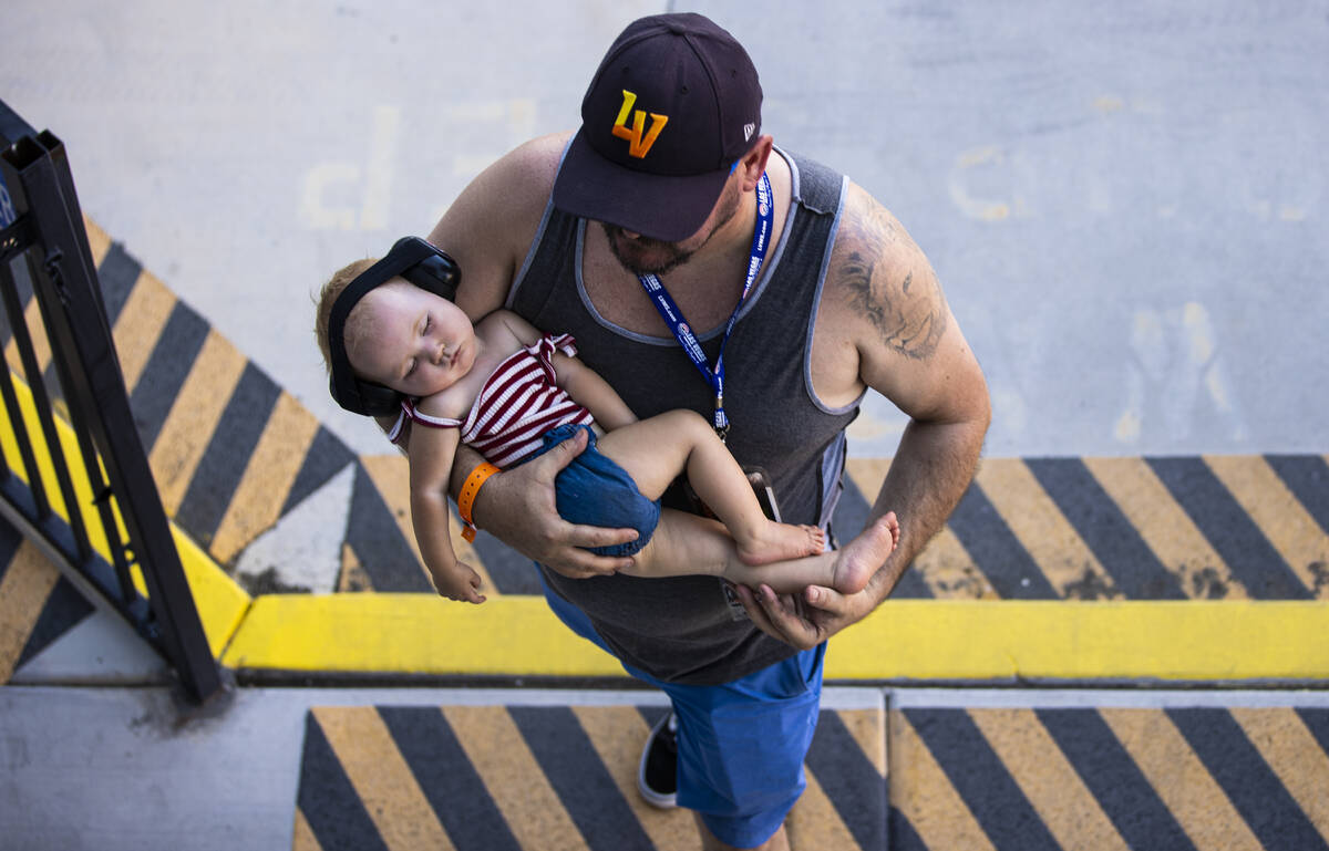 Fans make their way into the Alsco Uniforms 302 NASCAR Xfinity series race on Saturday, Sept. 2 ...