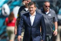 Arizona Cardinals owner Michael Bidwill walks the sidelines before an an NFL football game agai ...