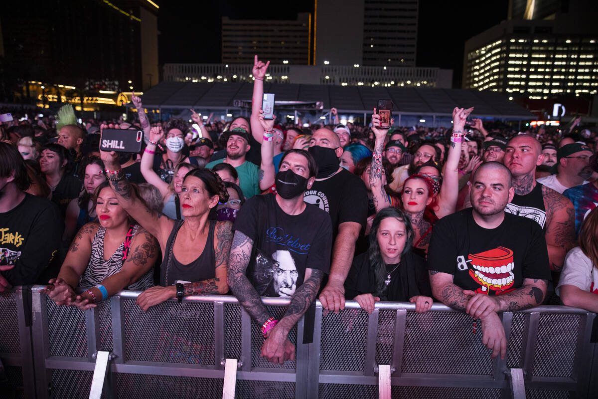 People listen to Streetlight Manifesto perform during the Punk Rock Bowling Music Festival at t ...