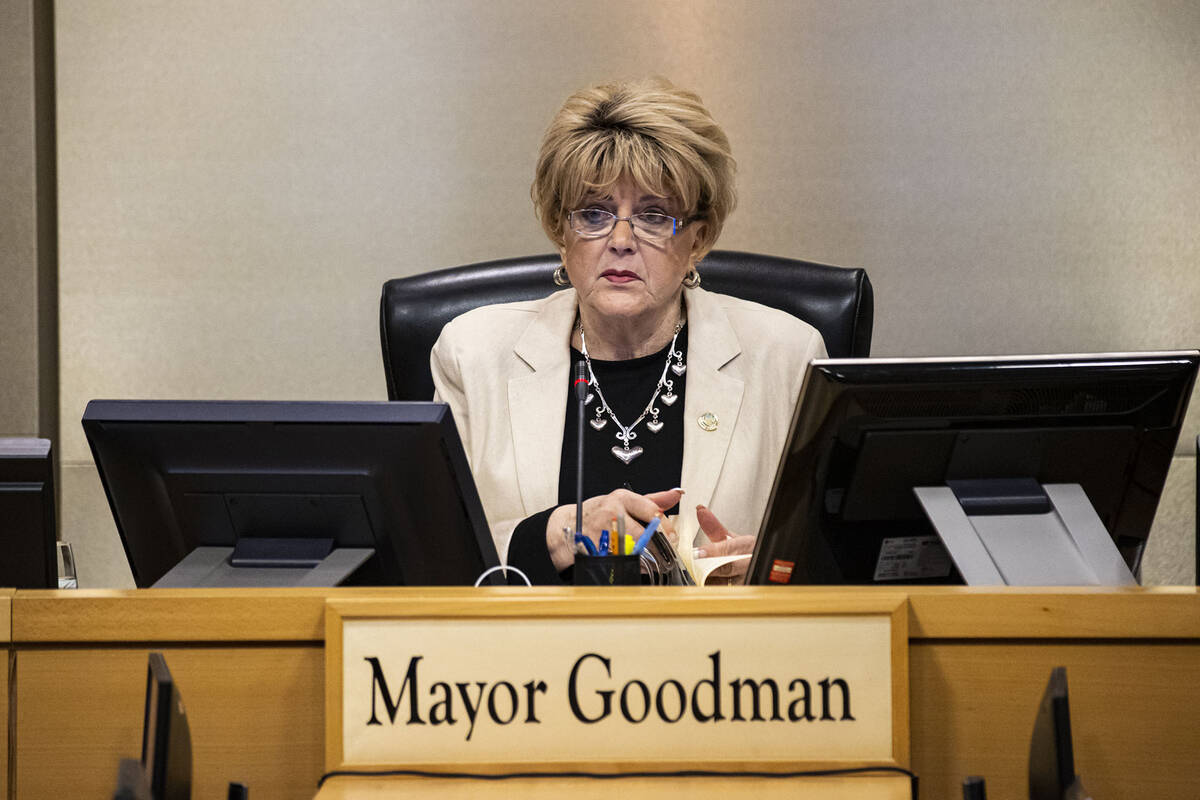 Las Vegas Mayor Carolyn Goodman speaks during a Las Vegas City Council meeting in Las Vegas on ...