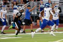 Green Valley High School's Jaylen McKnight (6) runs into the end zone for a touchdown during th ...