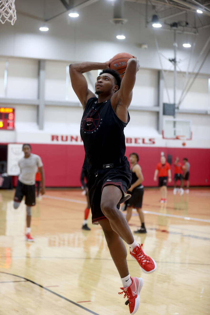 UNLV guard Bryce Hamilton during practice at the Mendenhall Center in Las Vegas Wednesday, Sept ...