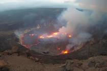 This webcam image provided by the United States Geological Survey shows a view of an eruption t ...