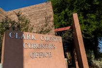 The Clark County Coroner’s office on Monday, Sept. 27, 2021, in Las Vegas. (Benjamin Hag ...