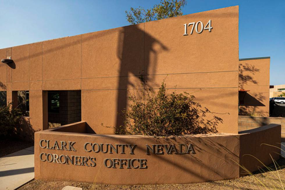 The Clark County Coroner’s office on Monday, Sept. 27, 2021, in Las Vegas. (Benjamin Hag ...