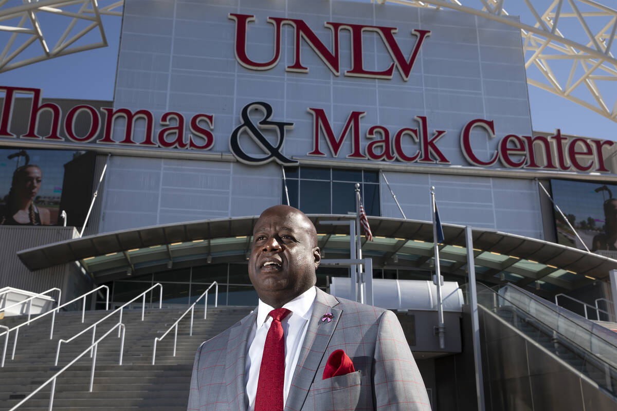 UNLV interim athletics director Erick Harper outside Thomas & Mack Center on Friday, Oct. 1 ...