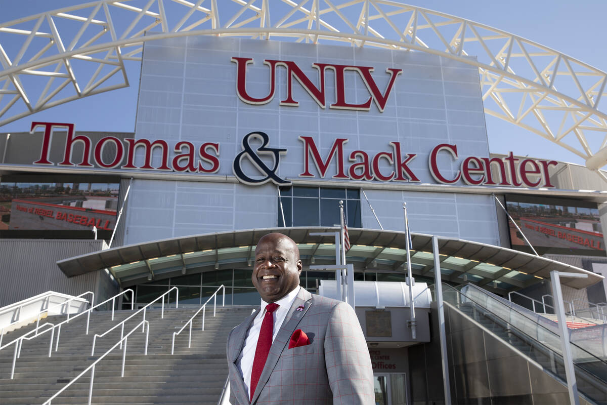 UNLV interim athletics director Erick Harper outside Thomas & Mack Center on Friday, Oct. 1 ...