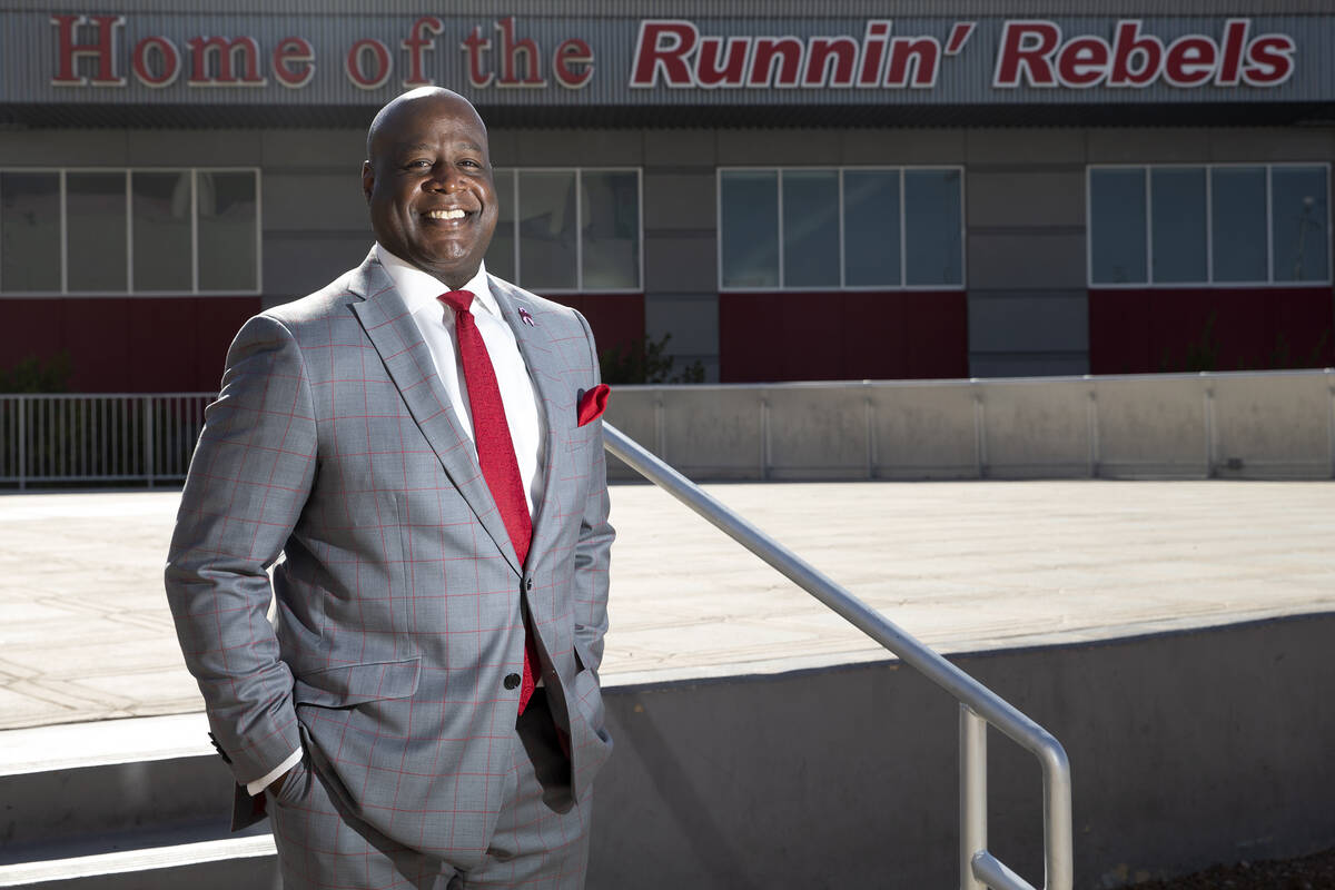 UNLV interim athletics director Erick Harper outside Thomas & Mack Center on Friday, Oct. 1 ...