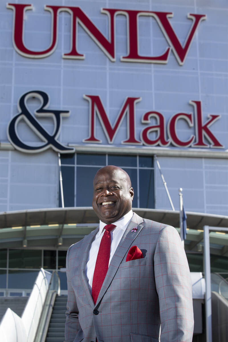 UNLV interim athletics director Erick Harper outside Thomas & Mack Center on Friday, Oct. 1 ...