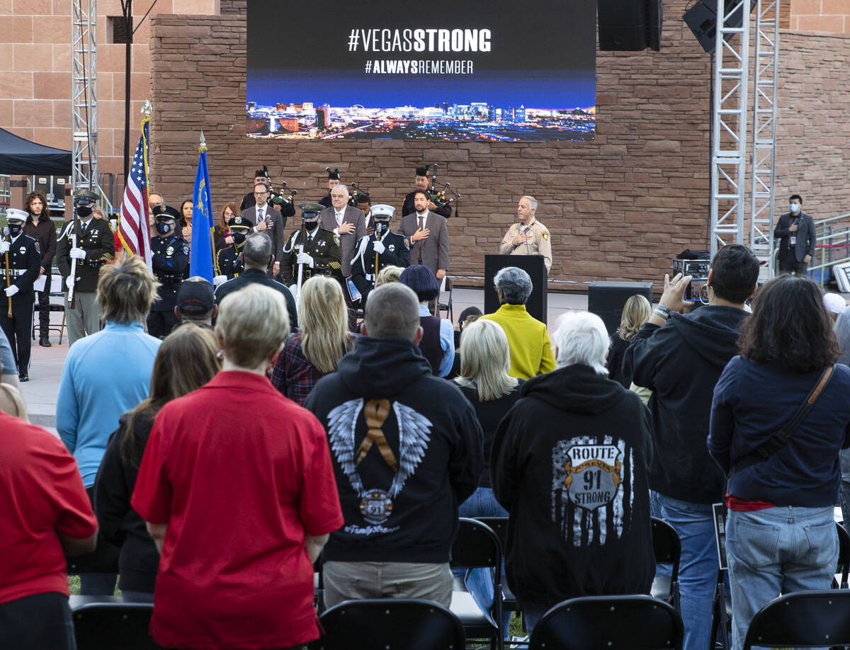 Families of Route 91 Harvest festival shooting victims and survivors attend the annual 1 Octobe ...