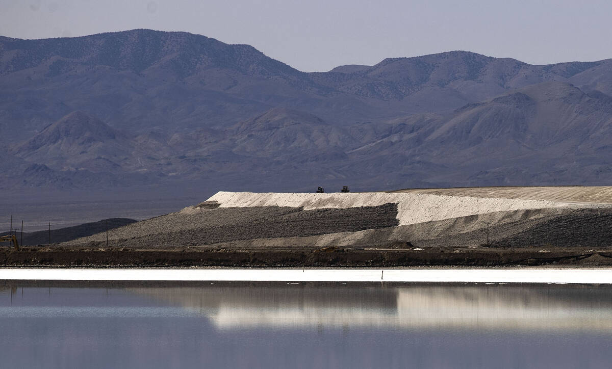 Stockpile of salt is seen next to a lithium brine evaporation pond at Albemarle's lithium mine ...