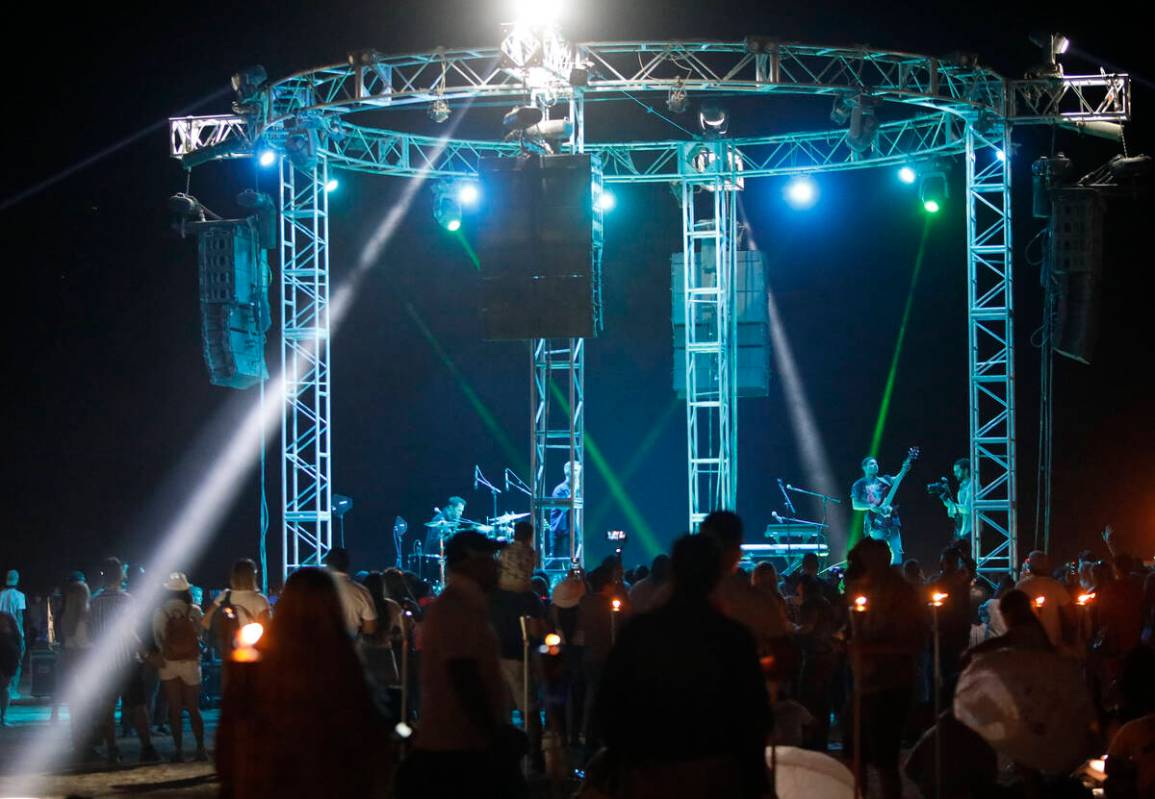 JP Saxe performs at the Rise Festival in the Mojave Desert, Nev, Saturday, Oct. 2, 2021. (Chito ...
