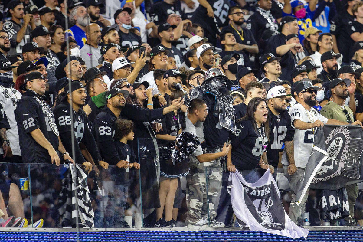 Raiders fans have a strong presence at the Los Angeles Chargers as seen during the third quarte ...