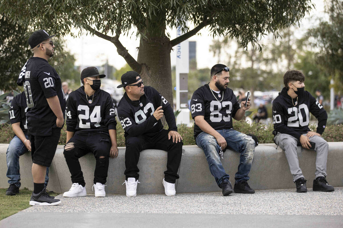 Las Vegas fans before the start of an NFL football game between the Raiders and the Los Angeles ...