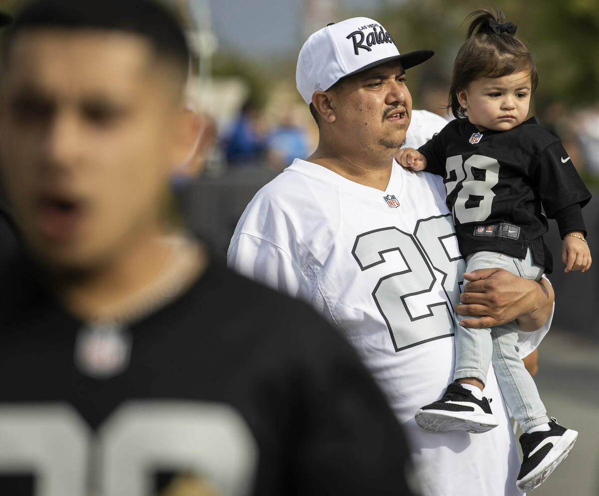 Las Vegas fans before the start of an NFL football game between the Raiders and the Los Angeles ...