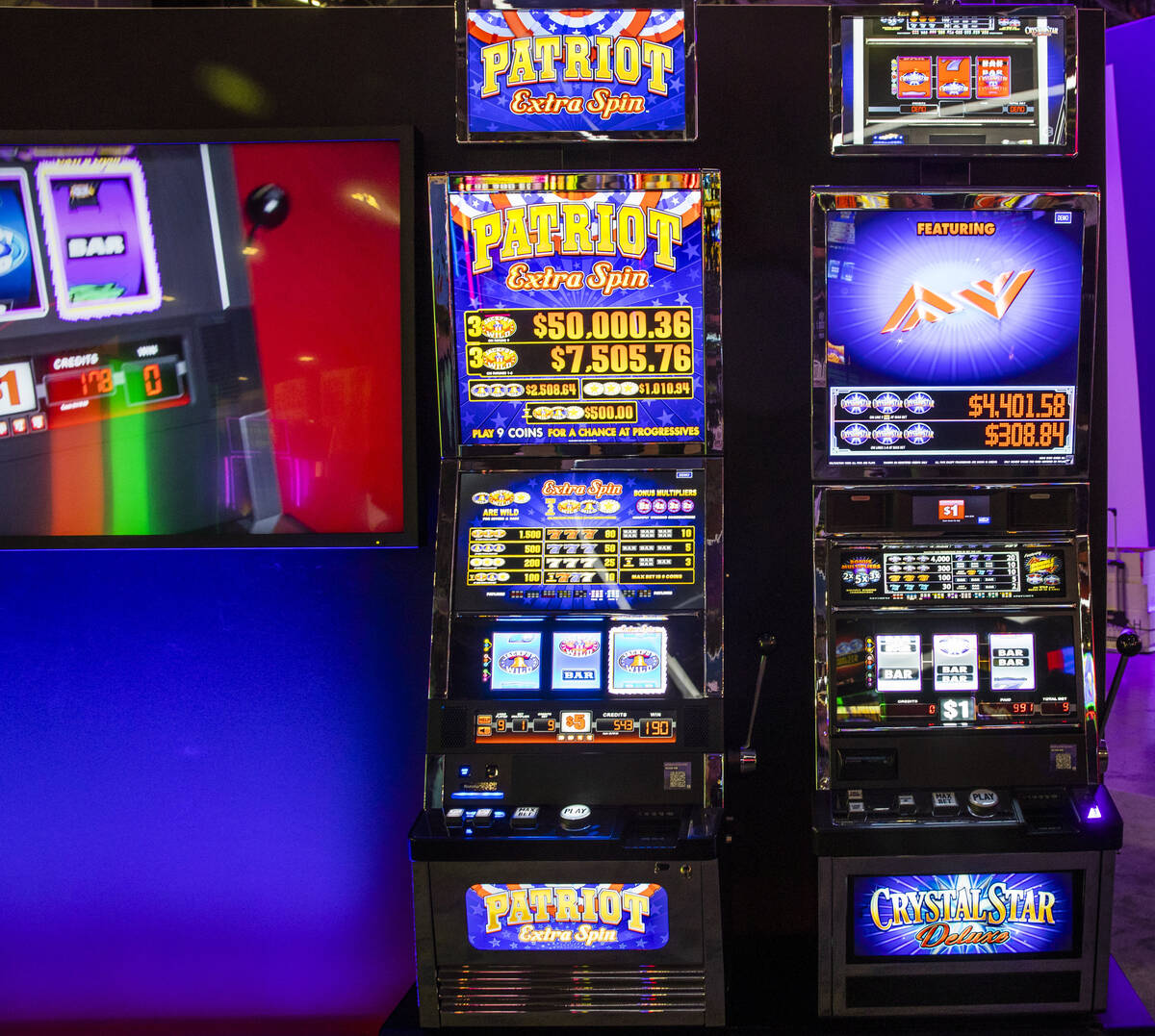 Older Patriot Extra Spin and Crystal Star Deluxe games on display during day 2 of the Global Ga ...
