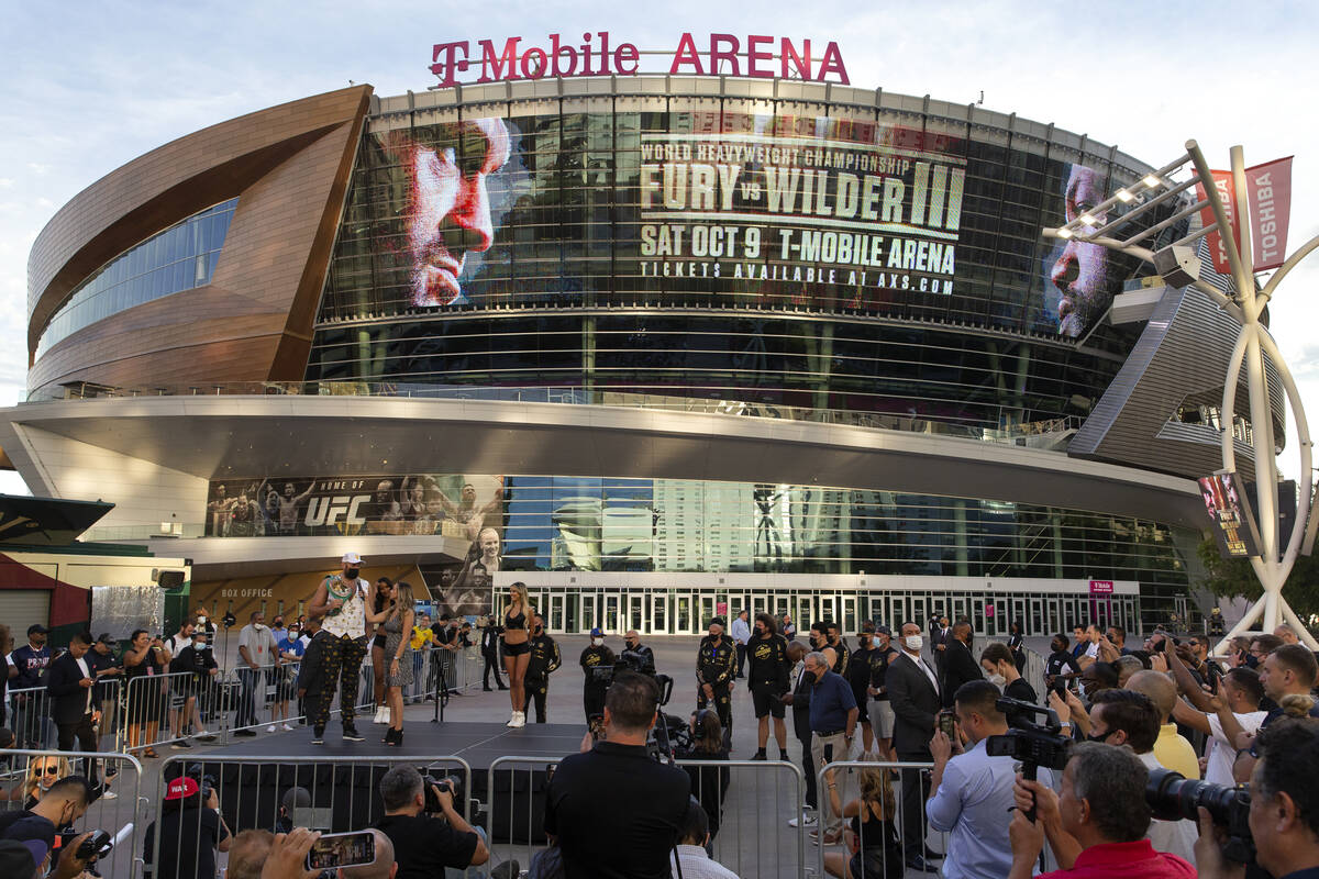 WBC heavyweight champion Tyson Fury speaks to Top Rank Boxing's Chrystina Poncher during a ...
