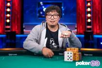 Long Ma after winning the $500 buy-in The Reunion No-limit Hold'em at the World Series of Poker ...