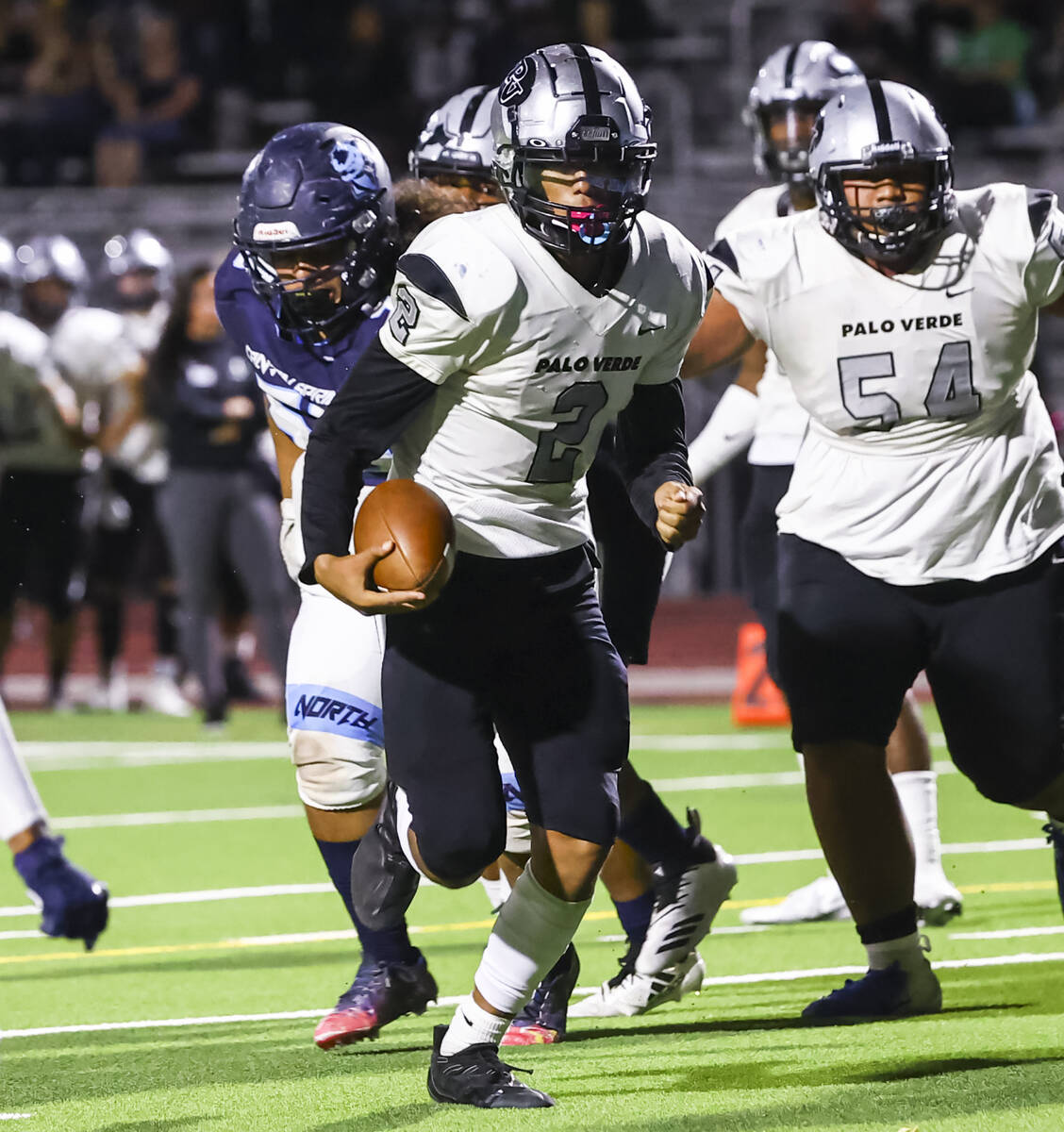 Palo Verde's running back Paisley Nickelson (2) runs the ball to score a touchdown during the f ...