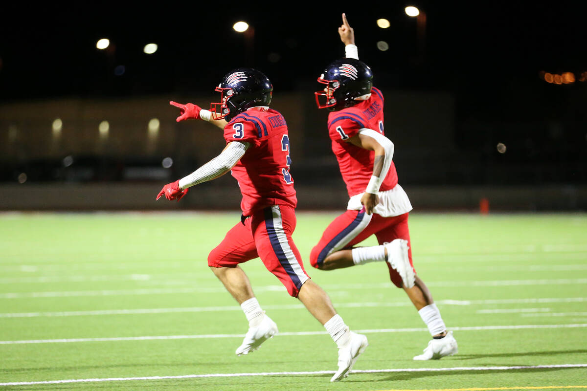 in the second half of a football game at Coronado High School in Henderson, Friday, Oct. 8, 202 ...