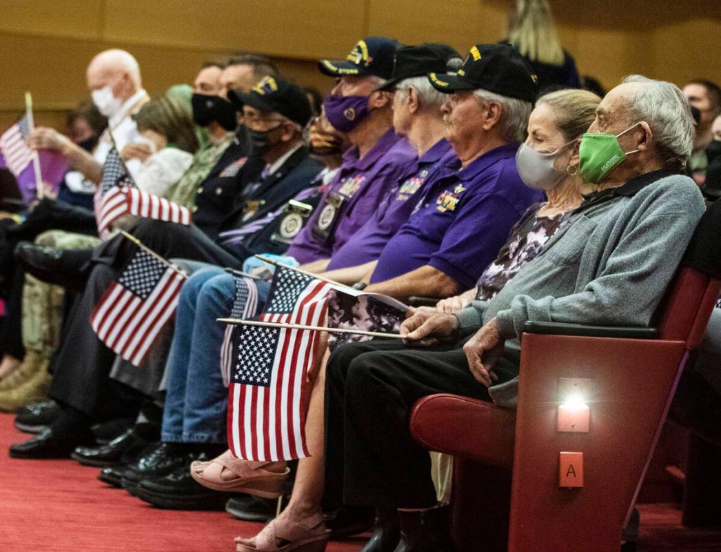 A 98-year-old World War II veteran, Onofrio Zicari, right, and his girlfriend Dianna Fazendin s ...