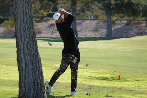 Brooks Koepka hits from the fairway on the 16th hole during the Shriners Children’s Open ...