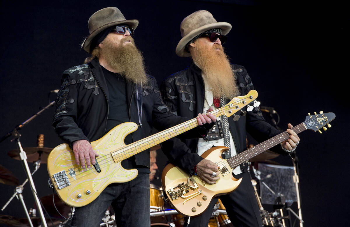 Dusty Hill, left, and Billy Gibbons from U.S rock band ZZ Top perform at the Glastonbury music ...