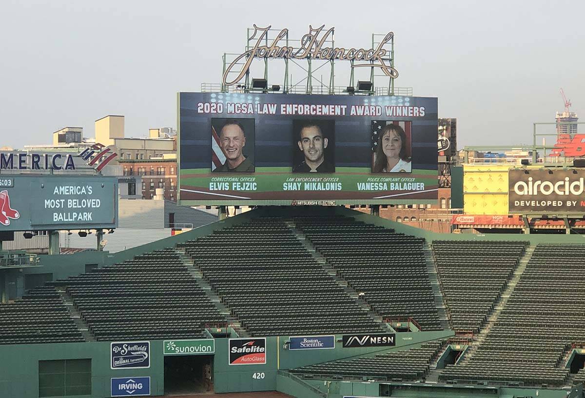 Shay Mikalonis was recently honored at Fenway Park. (Las Vegas Metropolitan Police Department)