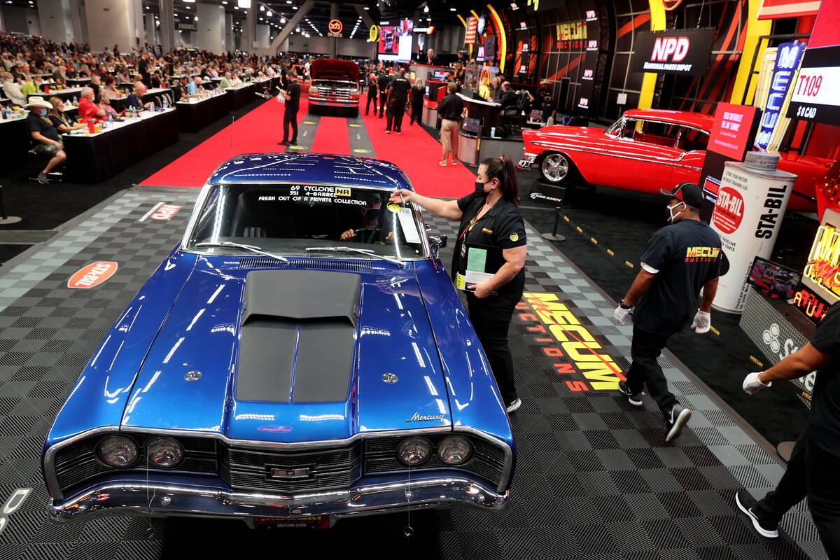 A 1969 Mercury Cyclone Fastback is marked as "sold" during Mecum Las Vegas auction at the Las V ...
