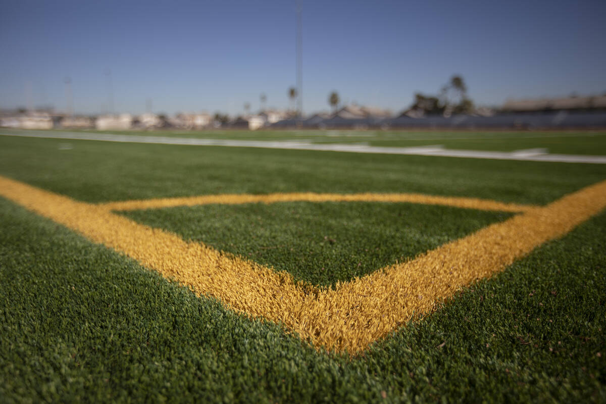 Clark High School's new turf field on Friday, Feb. 7, 2020, in Las Vegas. The Clark County Scho ...