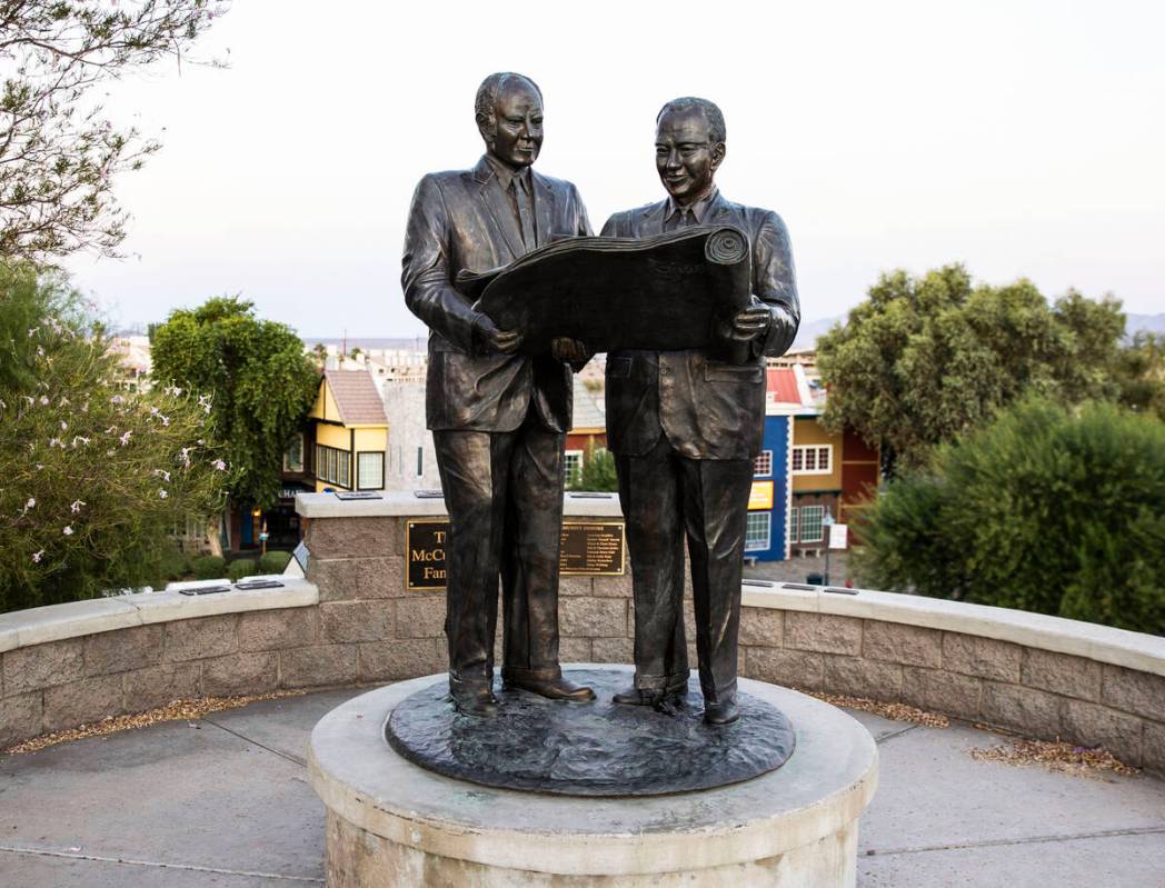 Statue of Lake Havasu City founders Robert P. McCulloch and C.V. Wood Jr., which is located nea ...