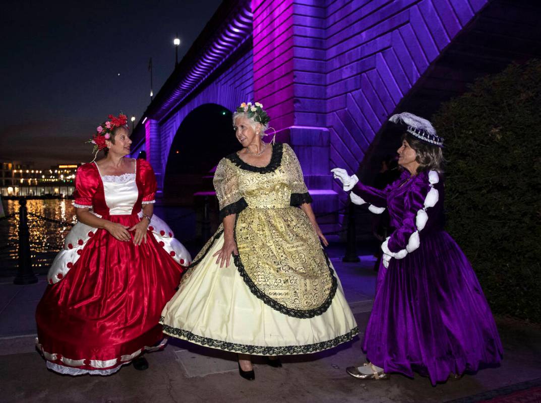 Leslie Rosario, left, Rise Mann, dressed as a lady-in-waiting, in medieval times, and Sandra Wi ...