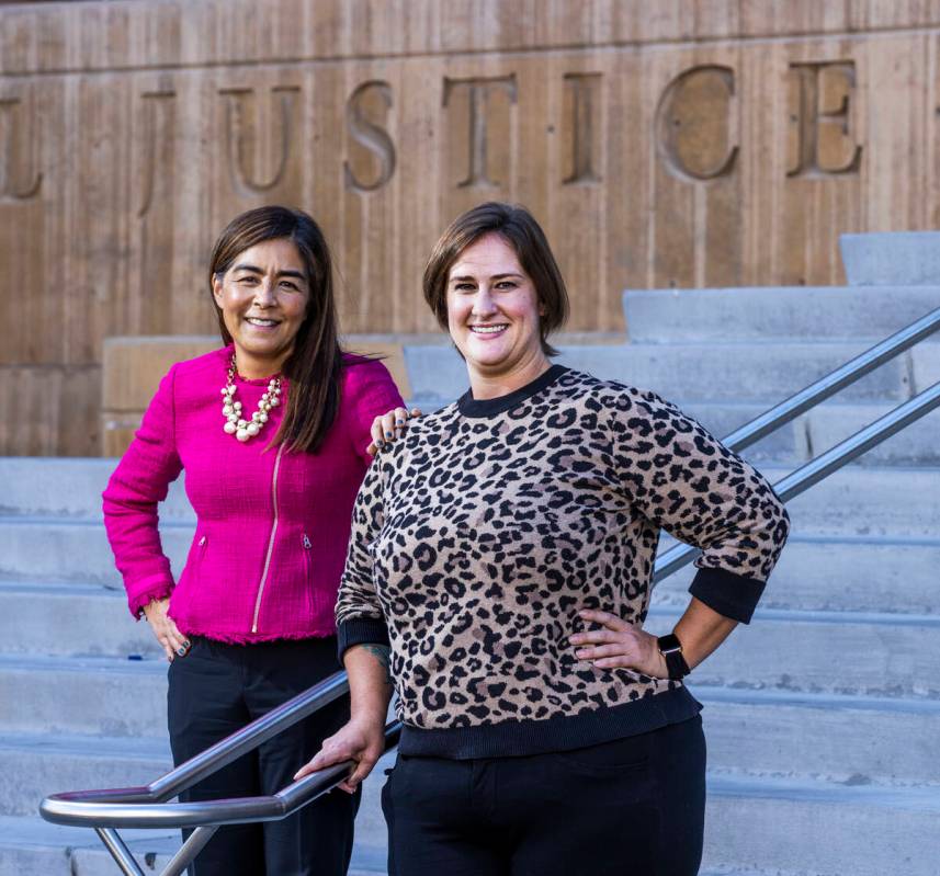 District Judge Bita Yeager, left, and Caitlin Mroz, the mental health court coordinator, at the ...
