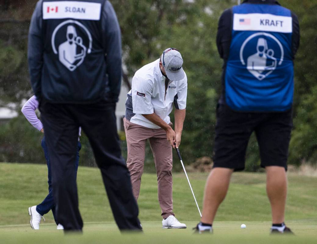 Roger Sloan of Canada putts on the 10th green during the second round of the Shriners Hospitals ...
