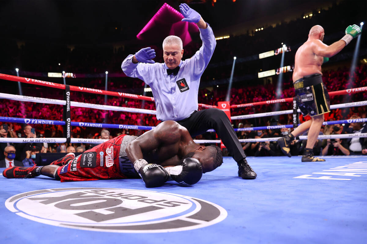 Deontay Wilder is knocked out by Tyson Fury in the 11th round of the WBC Heavyweight World Cham ...