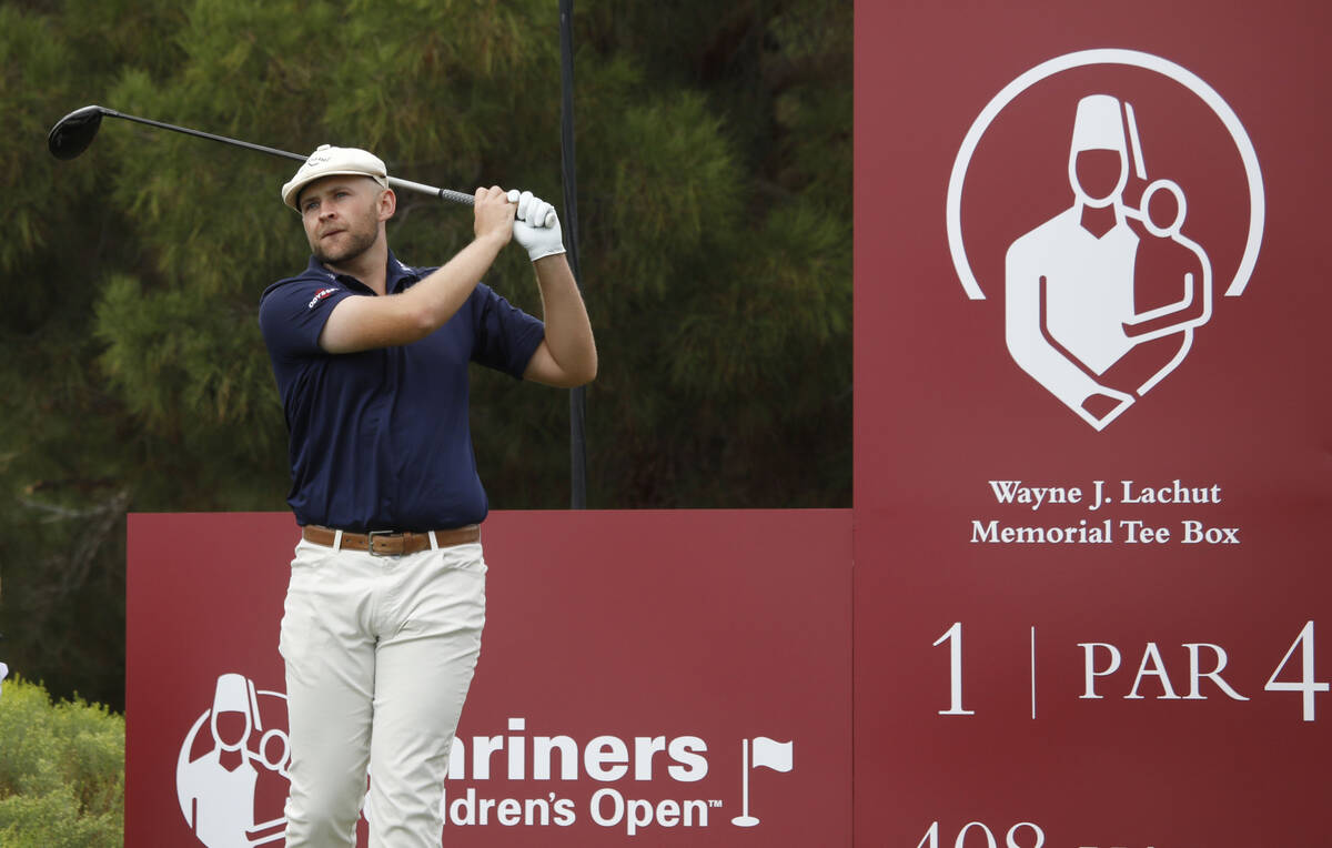 Harry Hall tees off on the first hole during the third round of the Shriners Hospitals for Chil ...