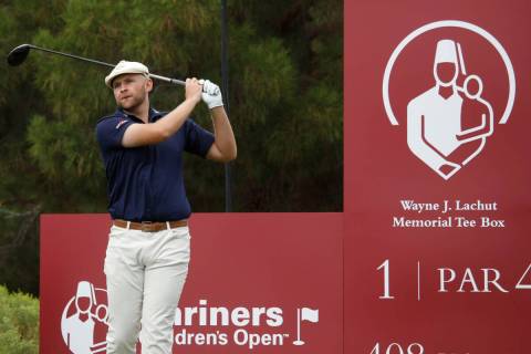Harry Hall tees off on the first hole during the third round of the Shriners Hospitals for Chil ...