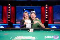 John Monnette with his wife, Diana, after winning the $10,000 buy-in Limit Hold'em Championship ...