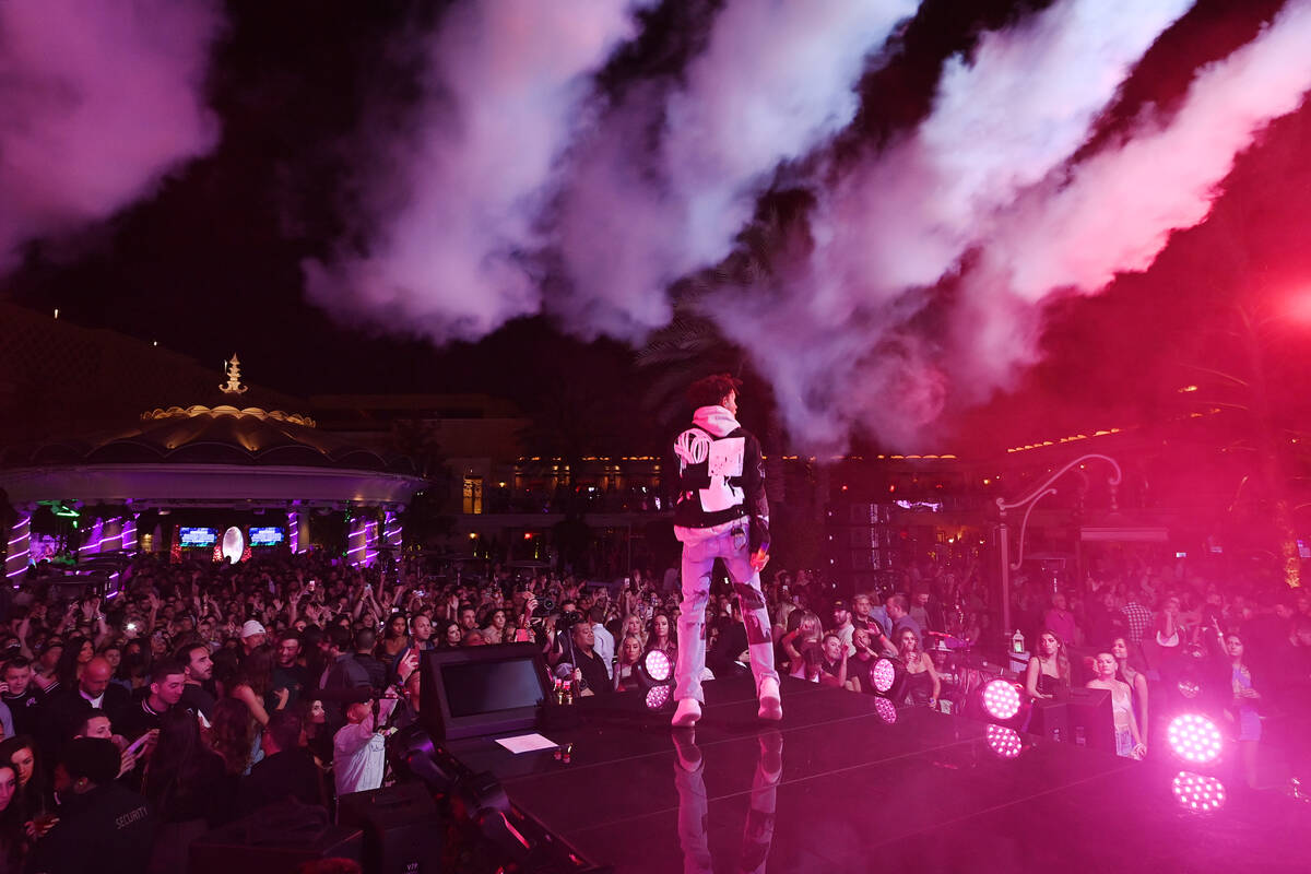 Jaden Smith performs at XS Nightclub at Wynn Las Vegas as part of "Justin Bieber & Friends, The ...