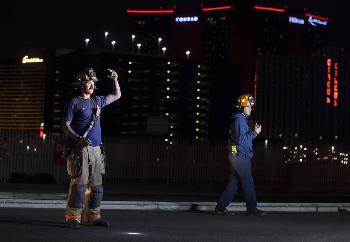 Las Vegas Fire & Rescue respond to people trapped in an elevator during a power outage near ...