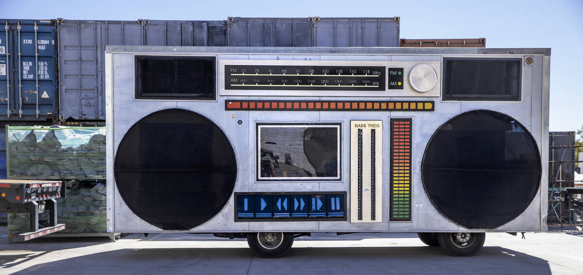The original giant boom box is stored outside for future use at the Electric Daisy Carnival war ...