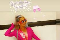Paris Hilton is shown at Resorts World Las Vegas during her and Carter Reum's dual bachelor/bac ...