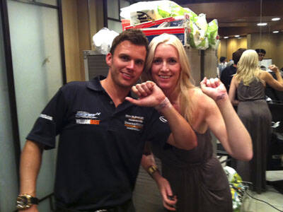 IndyCar driver Dan Wheldon and wife Susie Behm display the tatoos they had done on Saturday, Oc ...