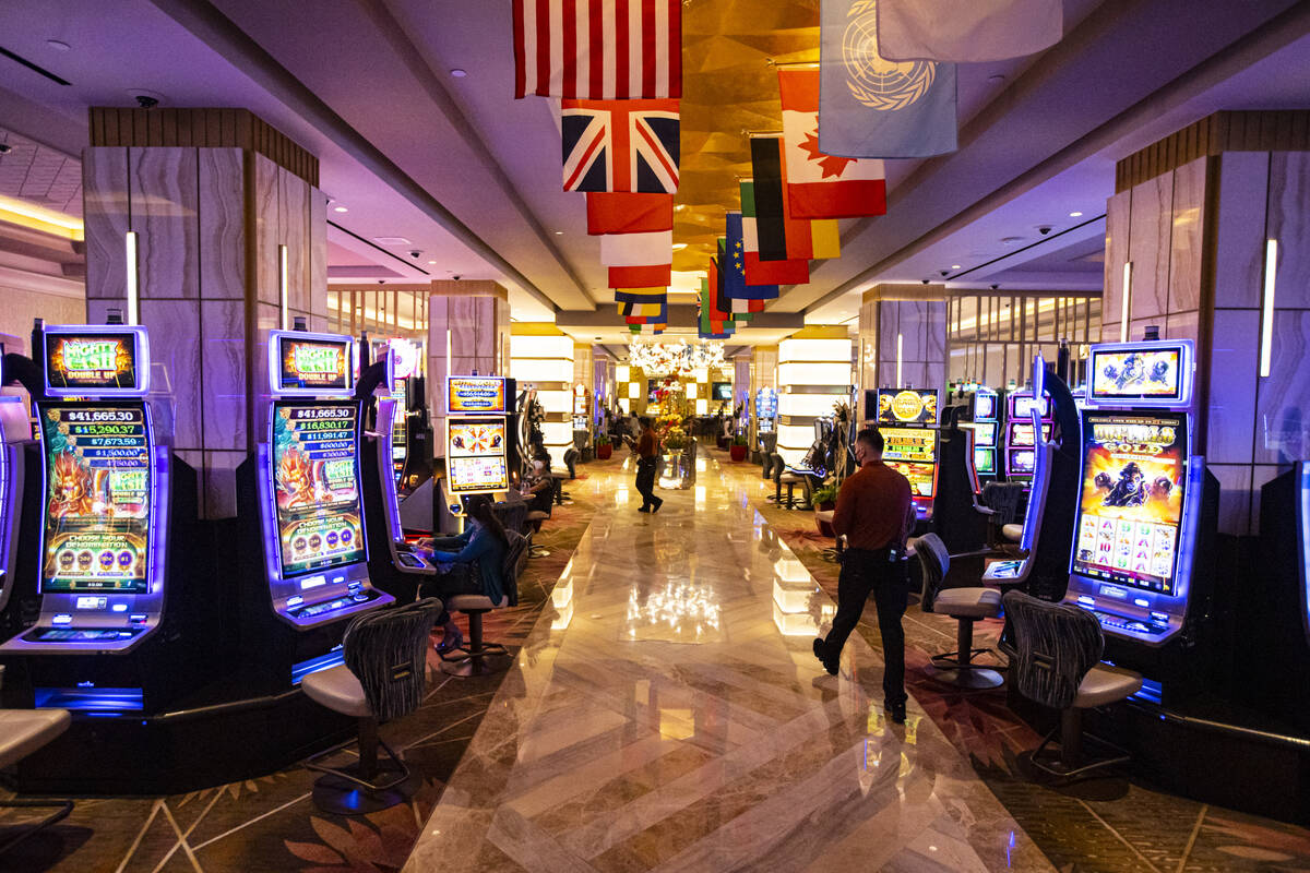 A view of the high limit slot room, one of five high limit gaming areas, is seen during a tour ...
