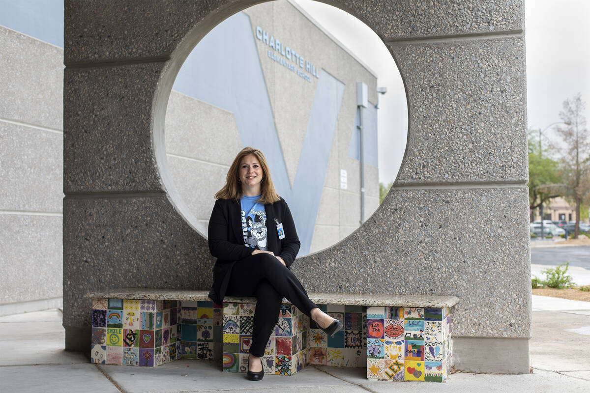 Jennifer Reynolds, principal of Charlotte Hill Elementary School, sits for a portrait outside t ...