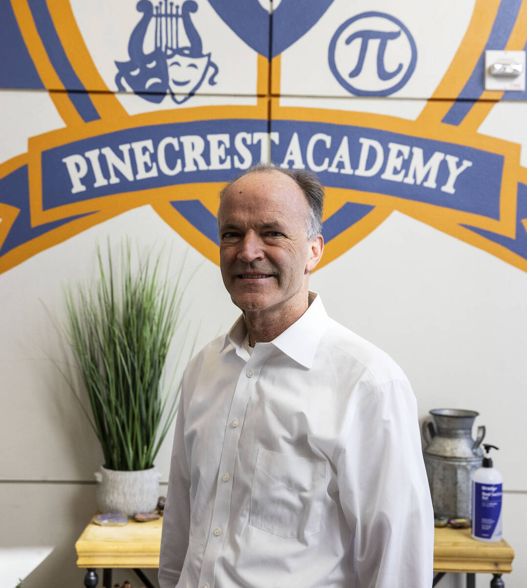 Pinecrest Academy Inspirada principal Michael O'Dowd poses for a photo at his school, on Monday ...
