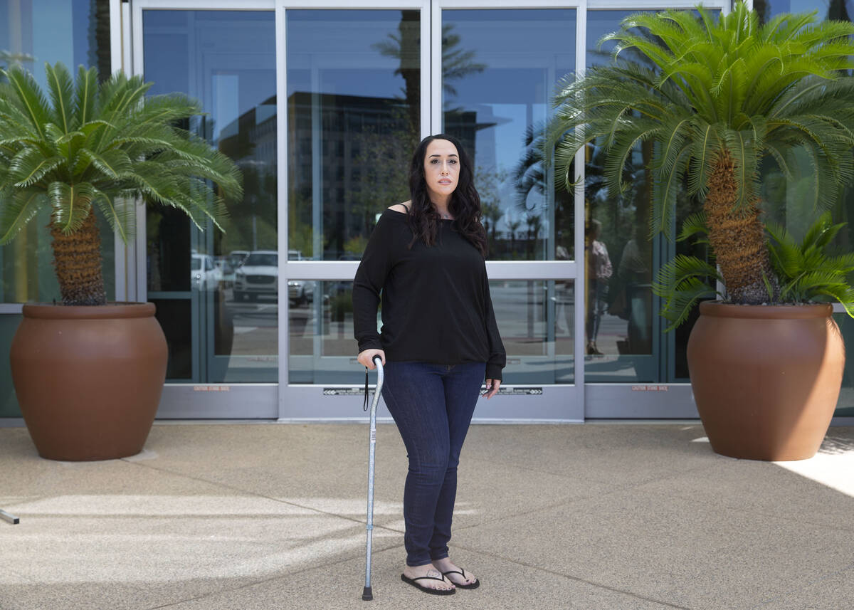 Erin Moltzen stands in front of the Prince Law Group offices on Friday, Sept. 3, 2021, in Las V ...